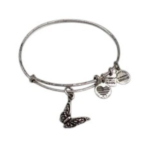 Alex and Ani Butterfly Charm Bangle Bracelet - Picture 2 of 2